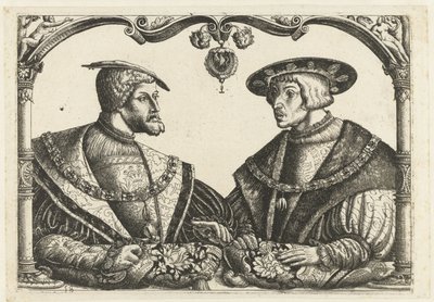 Karel V og Ferdinand I av Monogrammist CB met boom (attributed to)