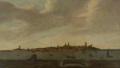 Utsikt over Heusden av Monogrammist FK (Noordelijke Nederlanden)