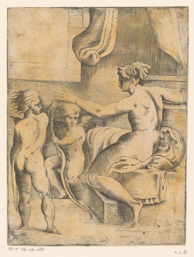 Venus med to putti av Monogrammist FP (Italië; 16e eeuw)