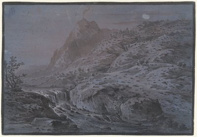 Vulkanlandskap ved måneskinn av Monogrammist IAR of IAP