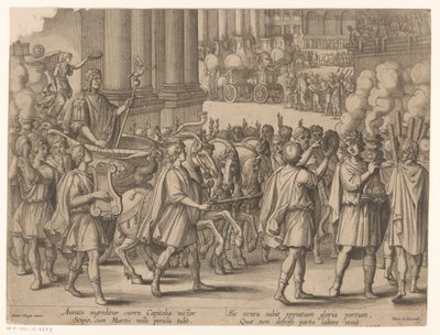 Inntreden av Scipio Africanus etter hans seier over Kartago History of Scipio Africanus (serietittel) av Monogrammist ICG