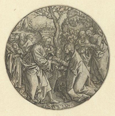 Kristus tar farvel med Maria av Monogrammist L (graveur, Nederland)