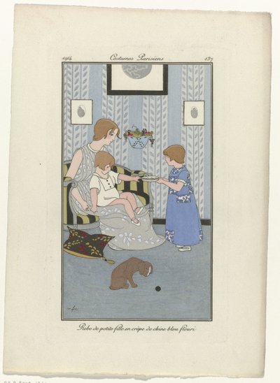 Journal des Dames et des Modes, Costumes Parisiens, 1914, nr. 137: Liten pikes kjole (...) av Monogrammist MFN