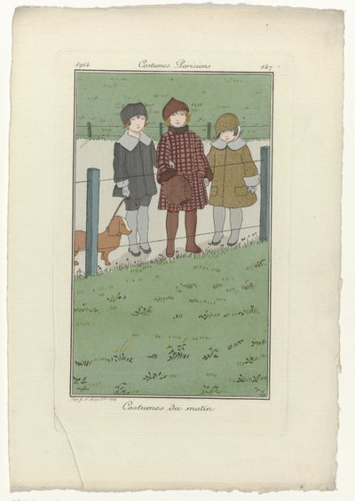 Journal des Dames et des Modes, parisiske kostymer, 1914, nr. 147: Morgenkostymer av Monogrammist MFN