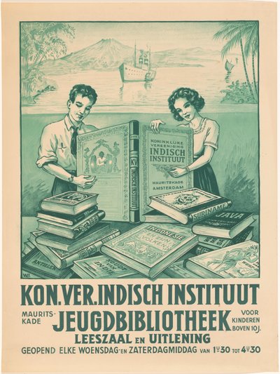 Plakat for ungdomsbiblioteket til Royal Association of the Indies Institute i Amsterdam av Monogrammist WB