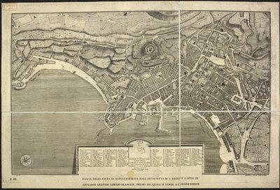 Kart over Napoli, Plan over byen Napoli ... M.L. Jolivet ... belin. [sic] og sclp. 1755 (gravering) av Morise Lewes Jolivet