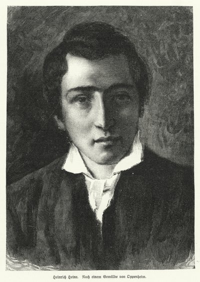 Heinrich Heine , tysk poet (litho) av Moritz Daniel Oppenheim