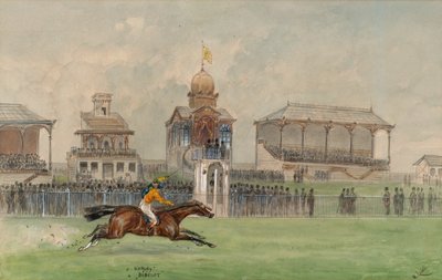 Hesteveddeløp i Freudenau i Wien 1884 av Moritz Ledeli