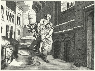 Einhard og Emma (gravering) av Moritz Ludwig von Schwind