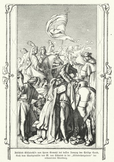 Den hellige Elizabeth av Ungarn tar farvel med mannen sin, Ludvig IV, Landgrave of Thüringen, da han drar for å bli med i det sjette korstoget av Moritz Ludwig von Schwind