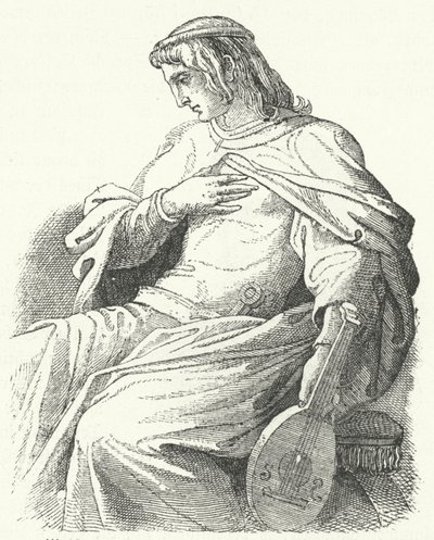 Wolfram von Eschenbach , tysk ridder og poet (gravering) av Moritz Ludwig von Schwind