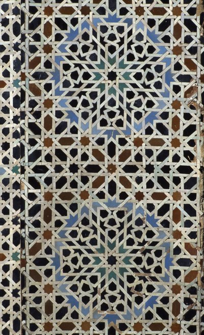 Bou Inania Madrasa, zellij tilework, c14th (keramikk) av Moroccan School