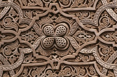 Kasbah of Thamiel glaoui, stukkatur, detalj (keramikk) av Moroccan School