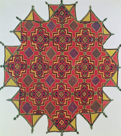 Tekstil med geometrisk mønster (håndarbeid) av Moroccan School