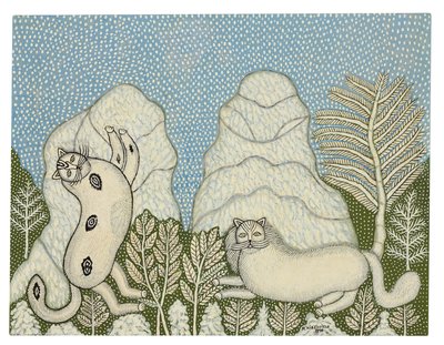 Katter i snøen av Morris Hirshfield