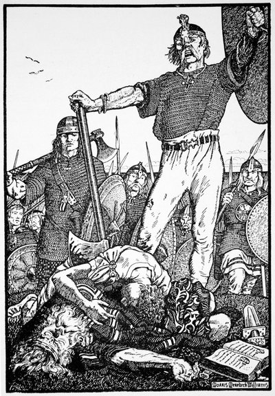 Brian Borus død i slaget ved Clontarf, Irland, 1014 1913. av Morris Meredith Williams