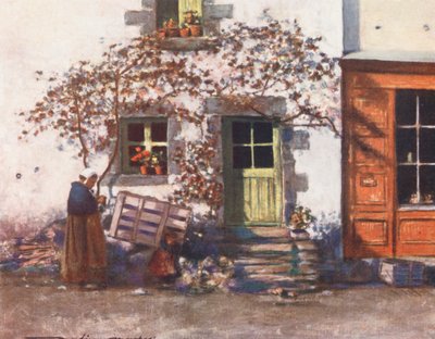 En hytte i Rochefort-en-Terre (farge litho) av Mortimer Ludington Menpes
