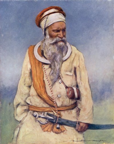 En Sikh-kriger (litho i farger) av Mortimer Ludington Menpes