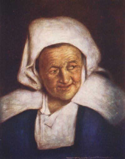 En gammel kvinne (fargelitografi) av Mortimer Ludington Menpes