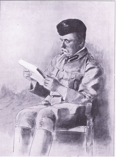 Oberst French, illustrasjon fra After Pretoria: The Guerilla War, 1902 av Mortimer Ludington Menpes