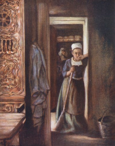 Huslige plikter (fargelitografi) av Mortimer Ludington Menpes