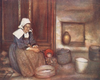 I et bretonsk kjøkken (fargelitografi) av Mortimer Ludington Menpes