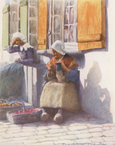 På kaia ved Pont-Aven (fargelitografi) av Mortimer Ludington Menpes