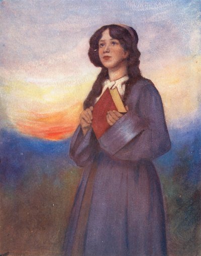 Verdens barn: Amerikansk, Solnedgang (fargelitografi) av Mortimer Ludington Menpes