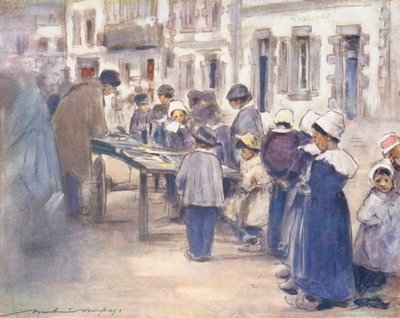 Verdens barn: Bretonsk, markedsdag (fargelitografi) av Mortimer Ludington Menpes