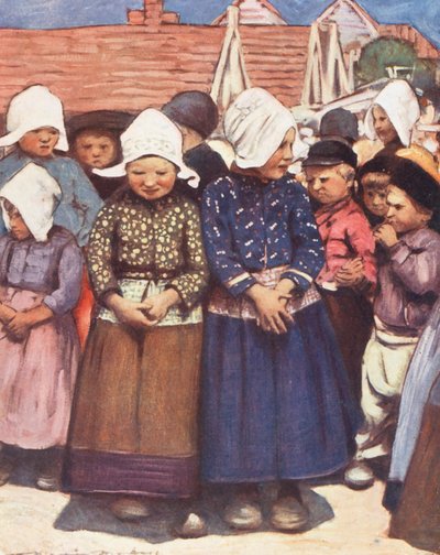 Verdens barn: Nederlandsk, alle på rad (fargelitografi) av Mortimer Ludington Menpes