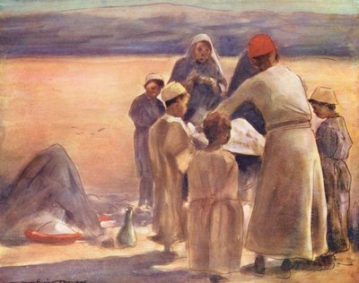 Verdens barn: Geografileksjon (fargelitografi) av Mortimer Ludington Menpes