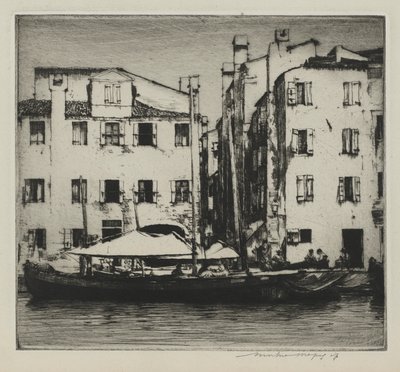 Båter på en kanal, venetiansk øy av Mortimer Menpes