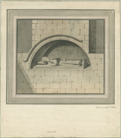 Elford Church - "The Stanley Monument": akvarelltegning, nd [?1700-tallet] av Moses Griffiths