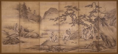 Scener fra 24 Paragons Of Filial Piety (blekk og gullpigment på papir) av Motonobu Kano