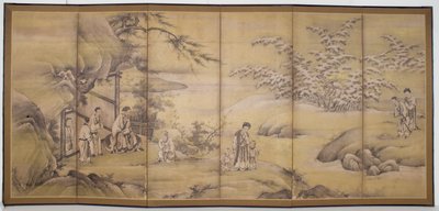 Scener fra 24 Paragons Of Filial Piety (blekk og gullpigment på papir) av Motonobu Kano