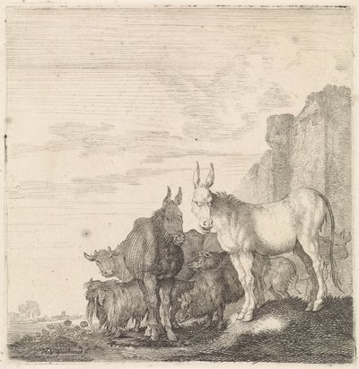 Esler ved en vegg Firbeinte dyr (serietittel) av Moyses van Wtenbrouck