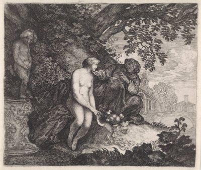 Vertumnus prøver å forføre Pomona av Moyses van Wtenbrouck