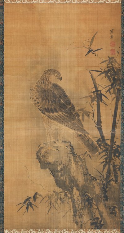 Hauk på en stein av Mu Zhang