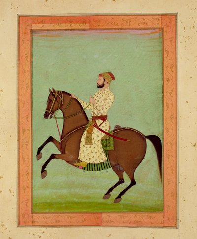 A Mughal Noble on Horseback, ca. 1790, fra Large Clive Album av Mughal School