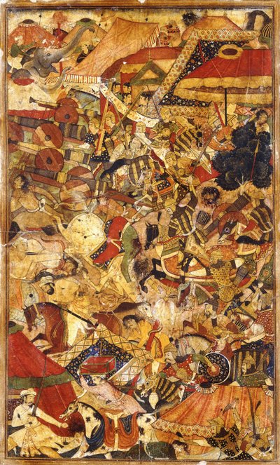 Kampscene, ca. 1590 av Mughal School