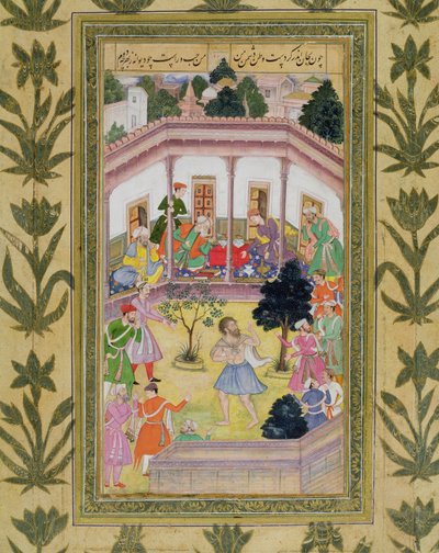 Forstyrrelse av en gal på en sosial sammenkomst, fra Small Clive Album (ugjennomsiktig wc på papir) av Mughal School