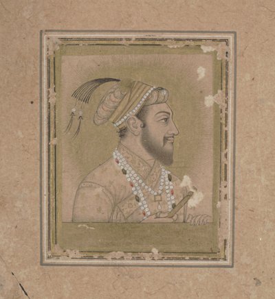 Portrett av Shah Jehan, ca. 1600-tallet (blekk med akvarell og gull) av Mughal School