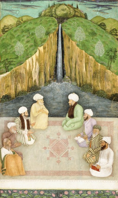 Vismenn i religionsdiskusjon, ca. 1680 av Mughal School