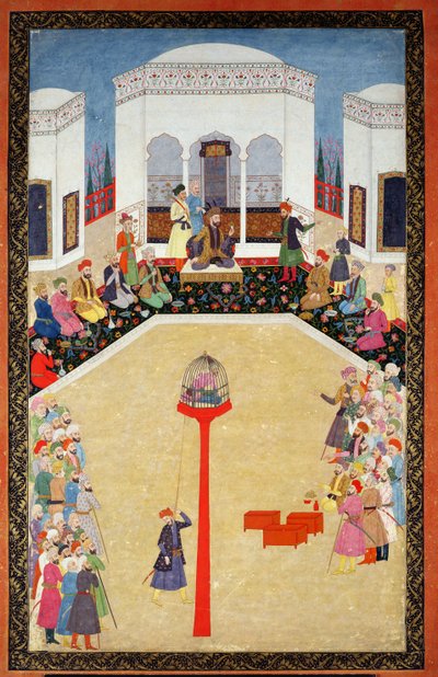 Fangsten av Sultan Bayazid fra Tyrkia, Johnson Album I, nr.2 nummerert 9, c1680 (gouache på albumblad) av Mughal School
