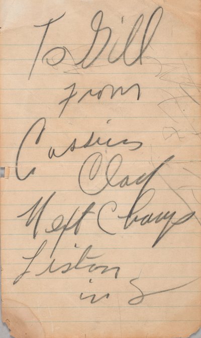 Autograf skrevet av Cassius Clay, 1963. av Muhammad Ali
