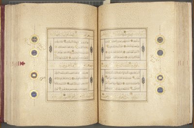 Fol 137 verso 183 recto, Timurid Quran, 1441 (blekk og gull på papir) av Muhammad Mumin Abdallah Al Murwand