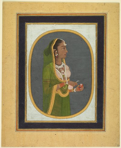 Hofdame skjenker vin, ca. 1760, grenser ca. 1830-årene. av Muhammad Rizavi Hindi
