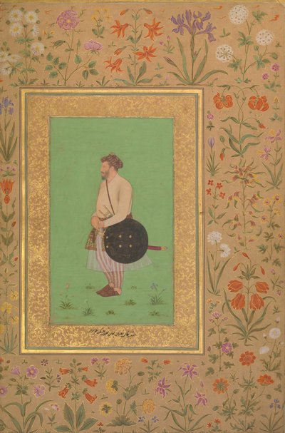 Portrett av Khan under Bahadur Nusrat Jung, Folio fra Shah Jahan Album, Verso: Ka. 1640. av Murad