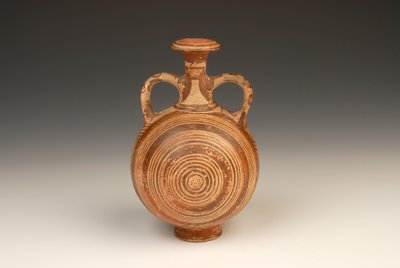 Aryballos Pilgrim Flask 1400-1370 f.Kr. terrakotta av Mycenaean