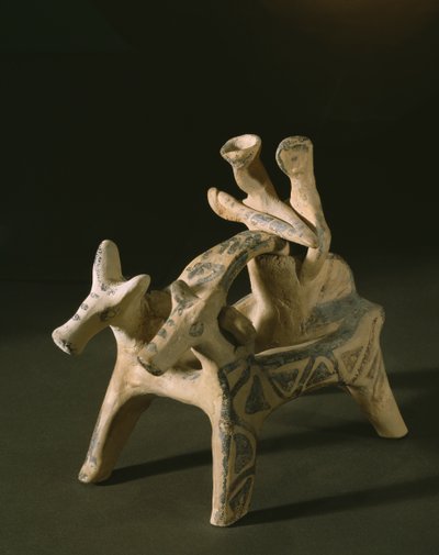 Vogn, fra graven til Marcopoulo, Attika, sen heraldisk periode IIIA-IIIB, 1400-1200 f.Kr. (terrakotta) av Mycenaean